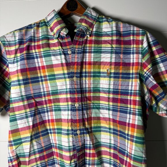 Ralph Lauren Classic Fit RL Untucked Fit Large Plaid Button Down Short Sleeve